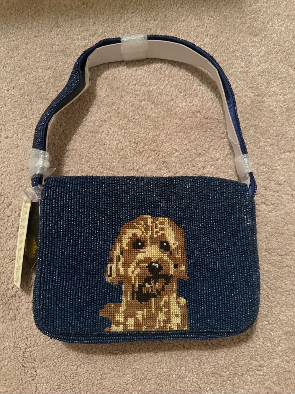 Viral beaded bag - Navy Beaded Doodle Bag